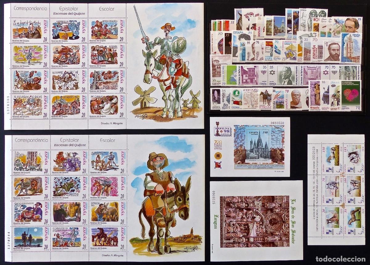 Sellos: Sellos Espa&ntilde;a a&ntilde;o 1998 completo en nuevo sin fijasello 1/2 pliego caballos