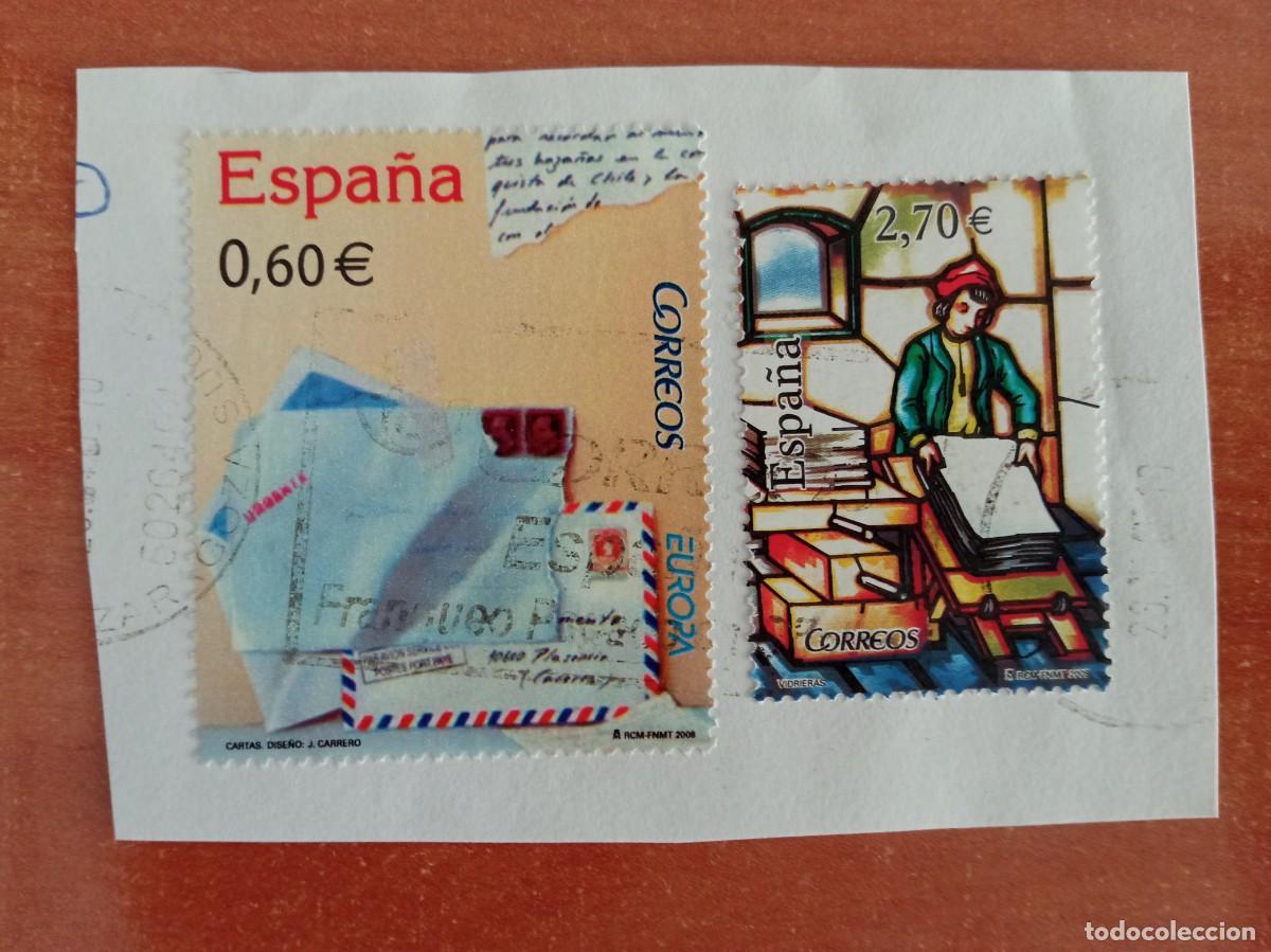 Sellos: 2 SELLOS ESPA&Ntilde;OLES PEGADOS Y MATASELLADOS