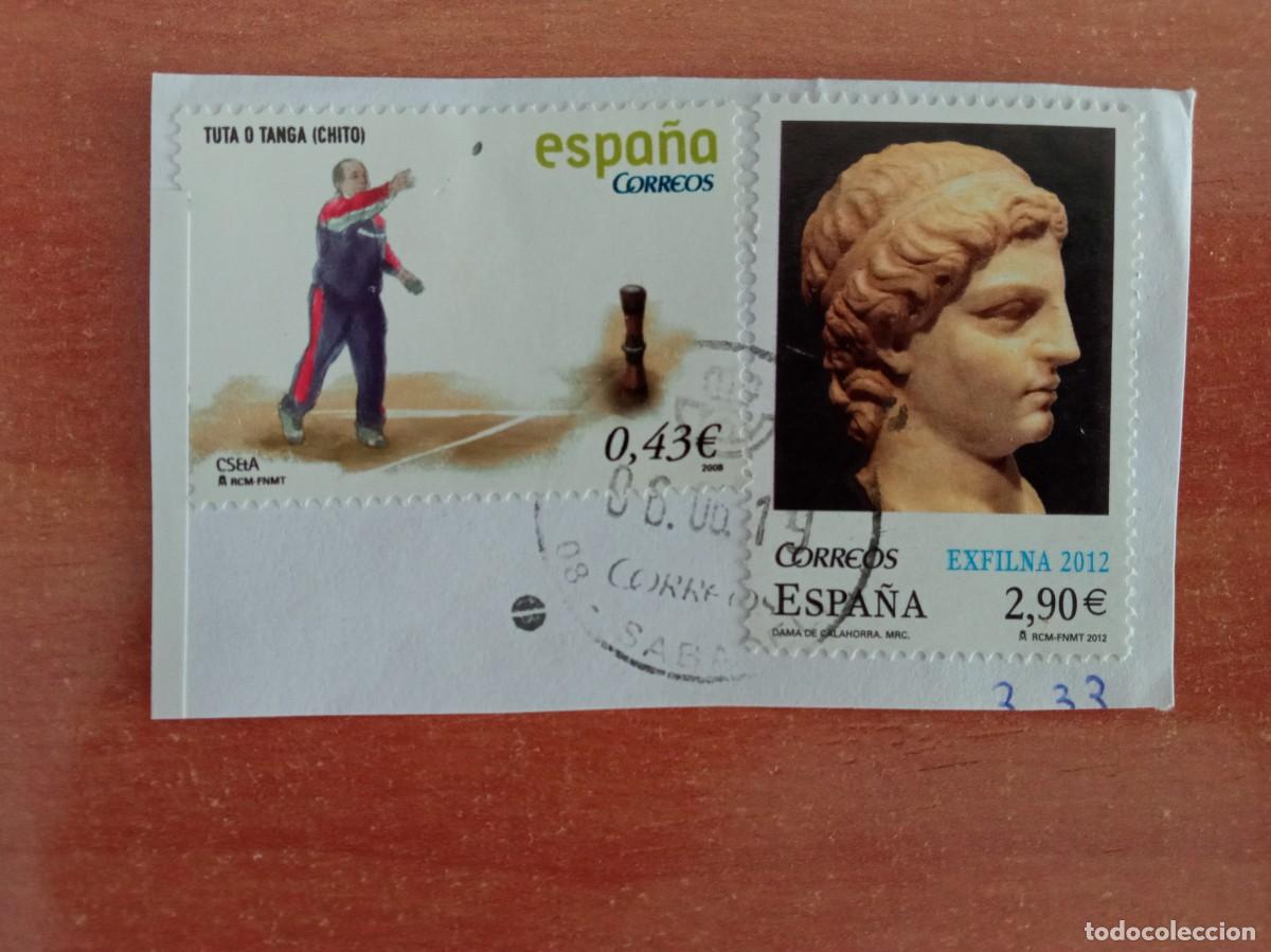 Sellos: 2 SELLOS ESPA&Ntilde;OLES PEGADOS Y MATASELLADOS