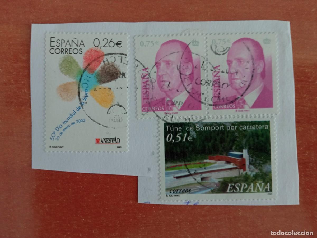 Sellos: 4 SELLOS ESPA&Ntilde;OLES PEGADOS Y MATASELLADOS