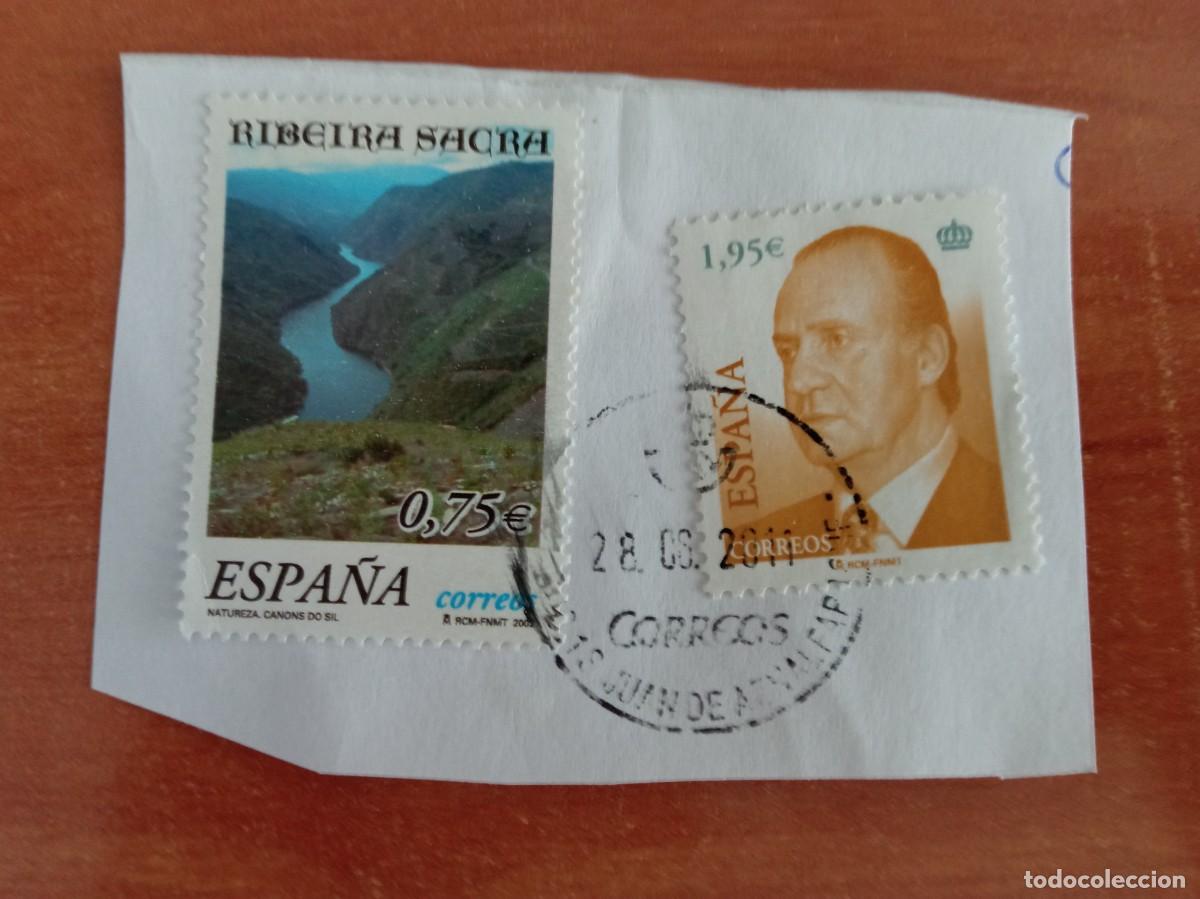 Sellos: 2 SELLOS ESPA&Ntilde;OLES, UNO RIBEIRA SACRA, PEGADOS Y MATASELLADOS