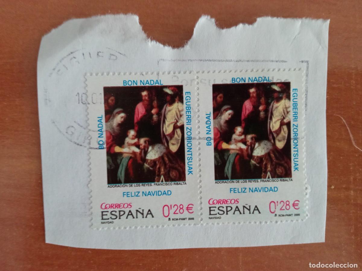 Sellos: 2 SELLOS ESPA&Ntilde;OLES PEGADOS Y MATASELLADOS