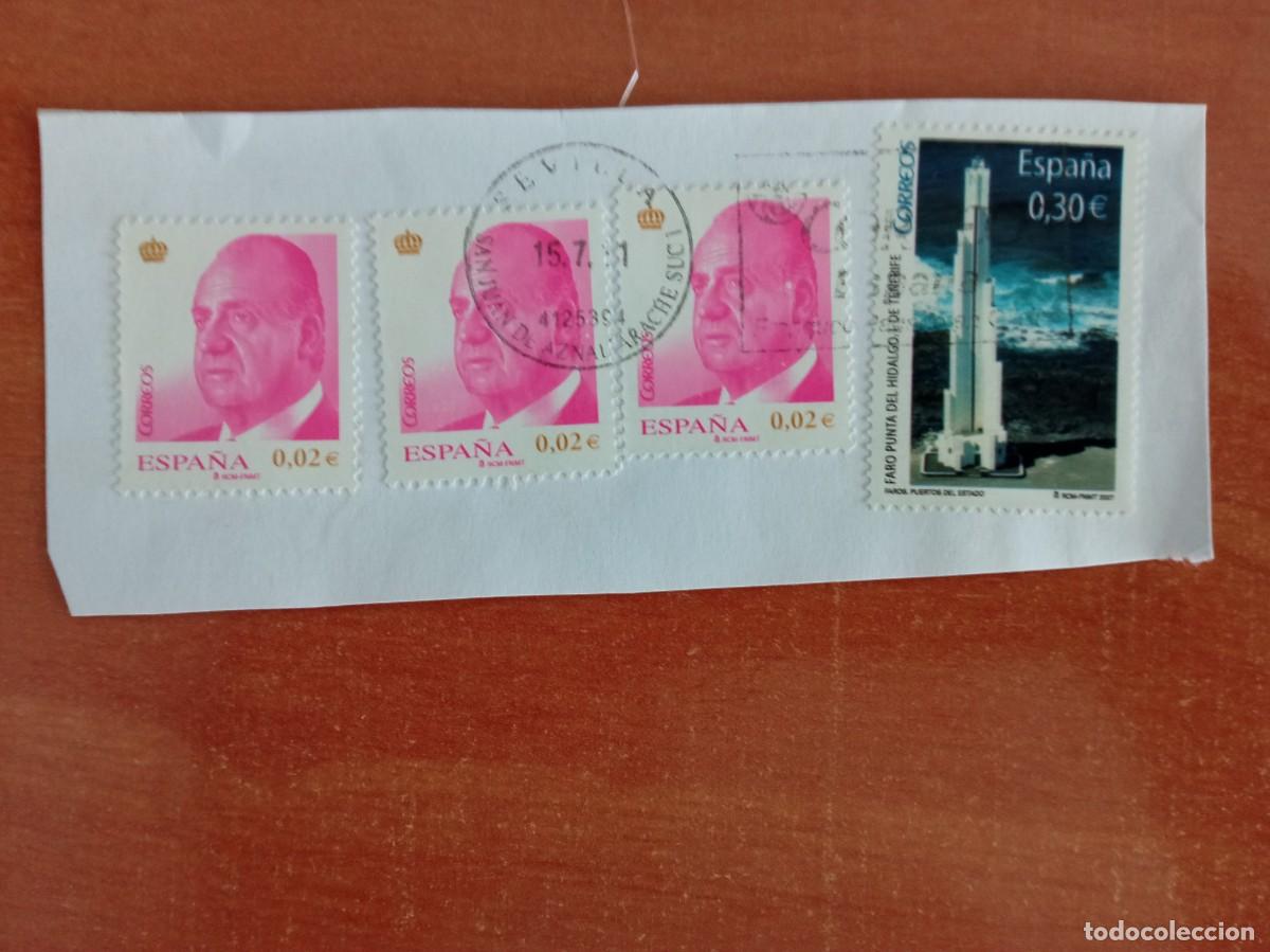 Timbres: 4 SELLOS ESPA&Ntilde;OLES PEGADOS Y MATASELLADOS