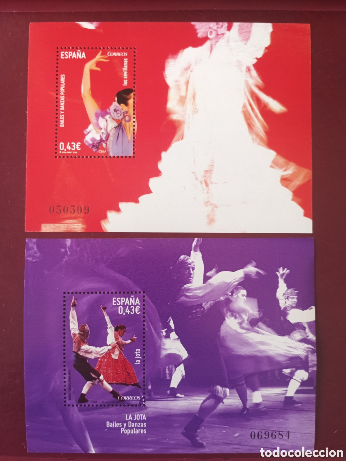 Stamps: SELLOS ESPA&Ntilde;A MNH 2009 2 HOJITAS BAILES TRADICIONALES. SEVILLANAS Y LA JOTA