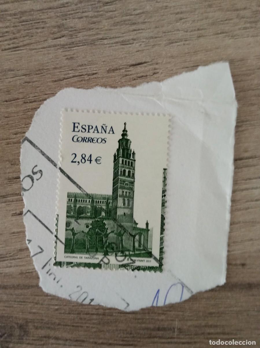 Sellos: 1 SELLO ESPA&Ntilde;OL, CATEDRAL DE TARAZONA, PEGADO Y MATASELLADO