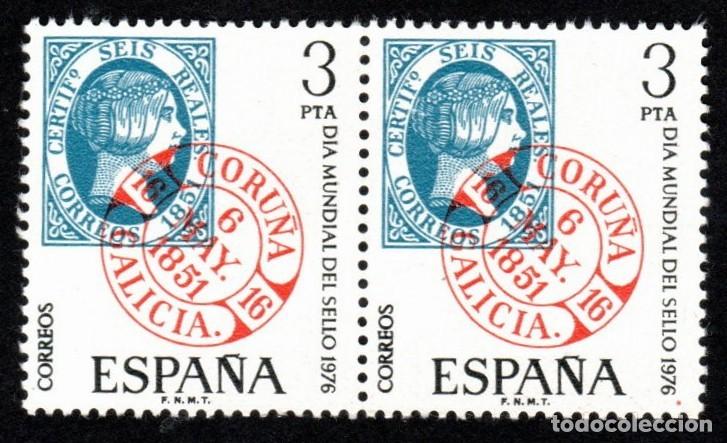 Sellos: Espa&ntilde;a. D&iacute;a Mundial del Sello 1976. Edifil-2318. Dos S. Completas. Nuevos