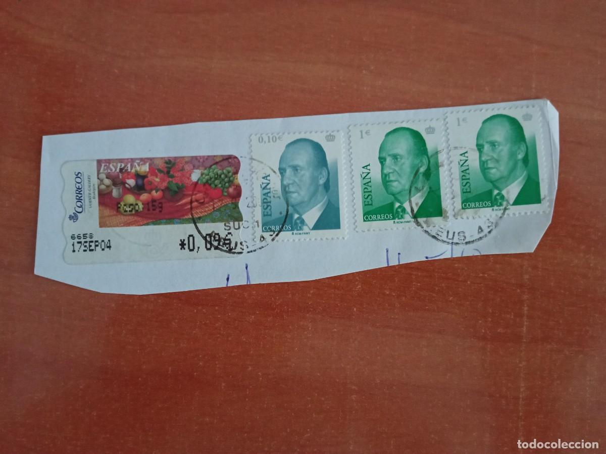 Sellos: 4 SELLOS ESPA&Ntilde;OLES PEGADOS Y MATASELLADOS