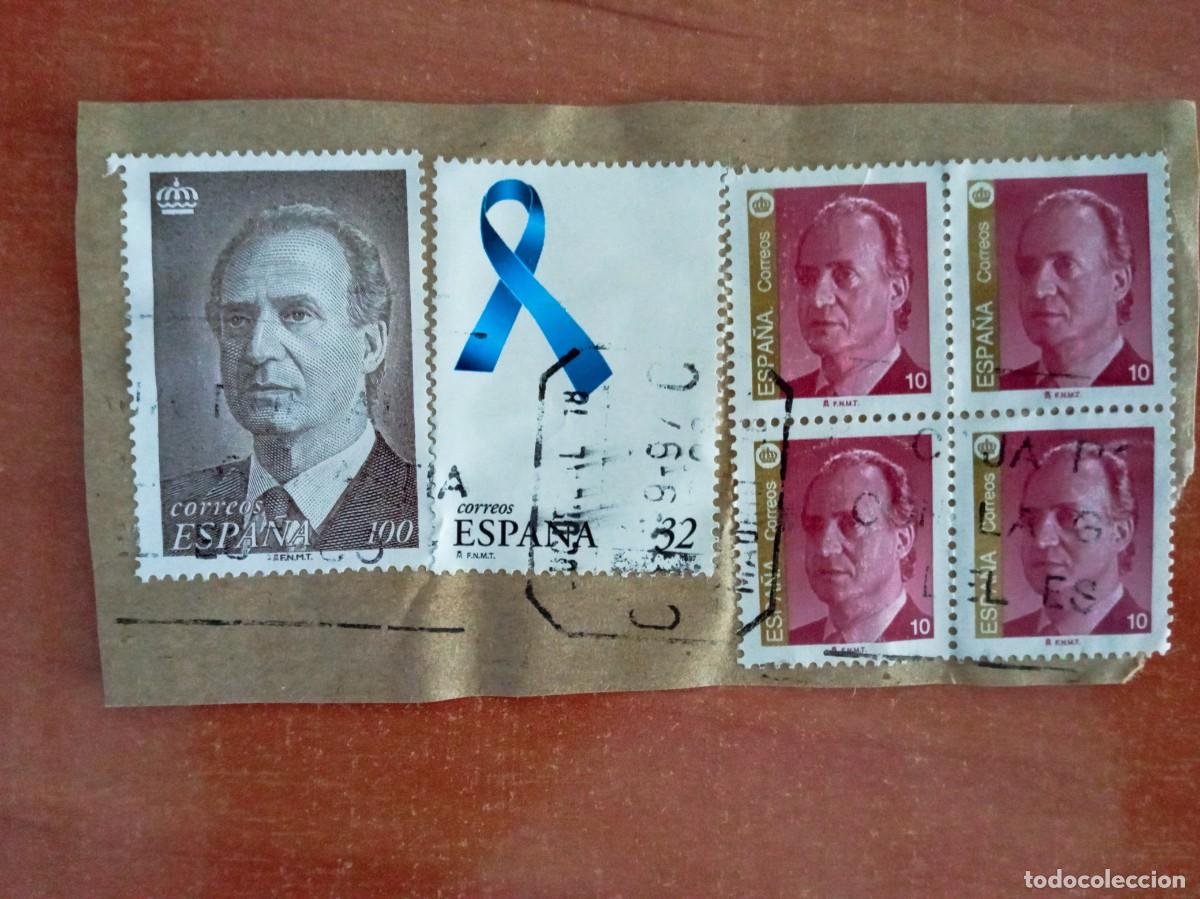 Sellos: 6 SELLOS ESPA&Ntilde;OLES PEGADOS Y MATASELLADOS