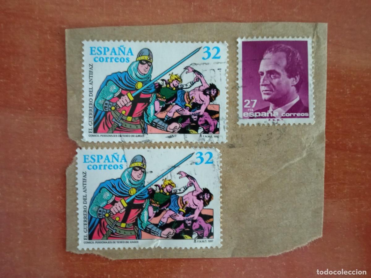 Sellos: 3 SELLOS ESPA&Ntilde;OLES PEGADOS Y MATASELLADOS