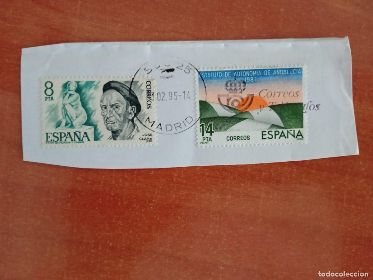 Sellos: 2 SELLOS ESPA&Ntilde;OLES PEGADOS Y MATASELLADOS