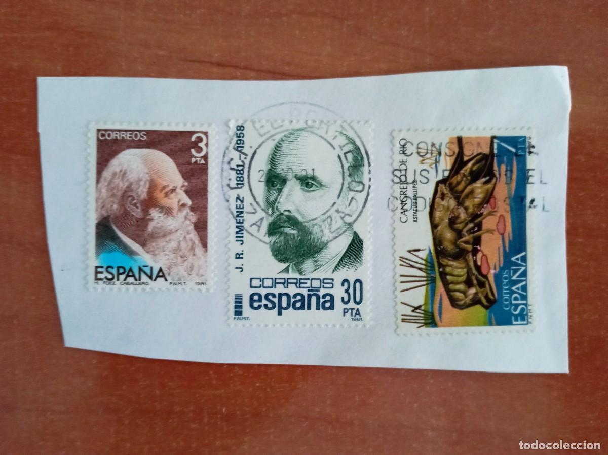 Sellos: 3 SELLOS ESPA&Ntilde;OLES PEGADOS Y MATASELLADOS
