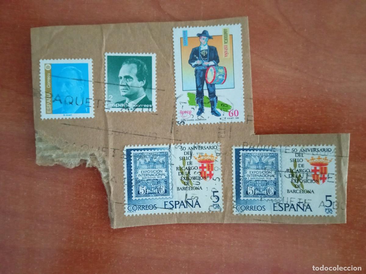 Sellos: 5 SELLOS ESPA&Ntilde;OLES PEGADOS Y MATASELLADOS