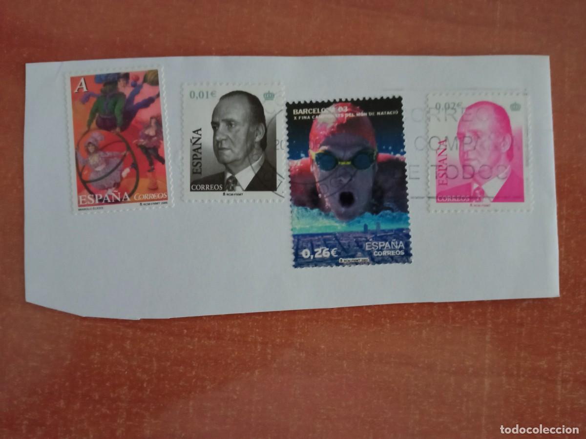 Sellos: 4 SELLOS ESPA&Ntilde;OLES PEGADOS Y MATASELLADOS