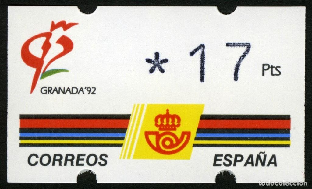 Sellos: ATM ESPA&Ntilde;A 1992 &middot; KL&Uuml;SSENDORF &middot; 17 PESETAS con 3 D&Iacute;GITOS &middot; GRANADA'92, EXP. MUNDIAL FILATELIA #ES003