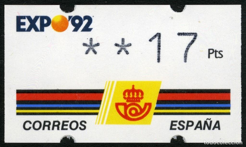 Sellos: ATM ESPA&Ntilde;A 1993 &middot; KL&Uuml;SSENDORF &middot; 17 PESETAS, 4 D&Iacute;GITOS &middot; EXPO'92 SEVILLA, EXPOSICI&Oacute;N UNIVERSAL #ES008