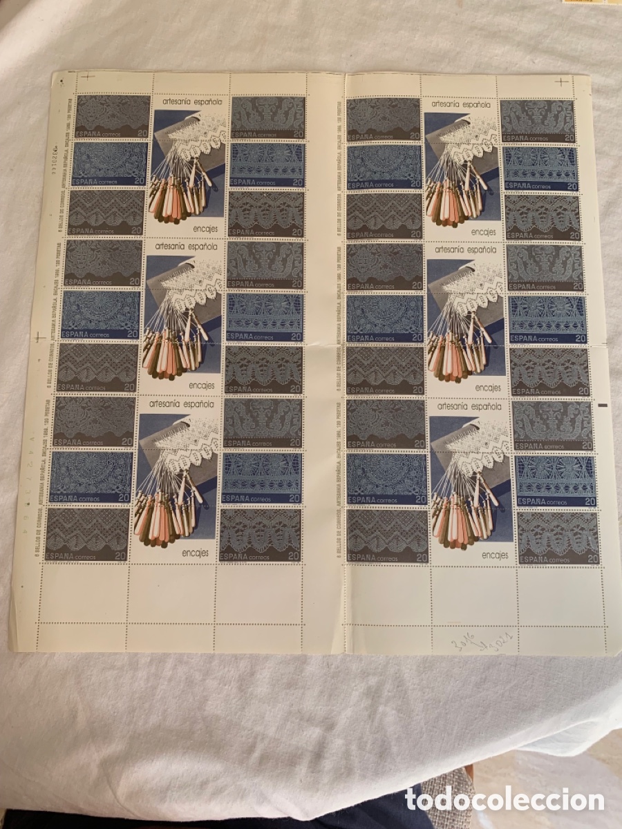 Sellos: ESPA&Ntilde;A &ndash; ARTESAN&Iacute;A ESPA&Ntilde;OLA ENCajes &ndash; EDIFIL 3021/3024 &ndash; PLIEGO 8 SERIES &ndash; 32 SELLOS NUEVOS
