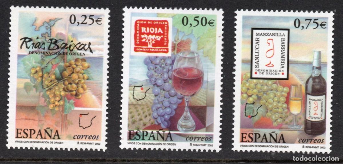 Sellos: SERIE NUEVA ESPA&Ntilde;A - VINOS CON DENOMINACION DE ORIGEN A&Ntilde;O 2.002. EDIFIL 3909/11