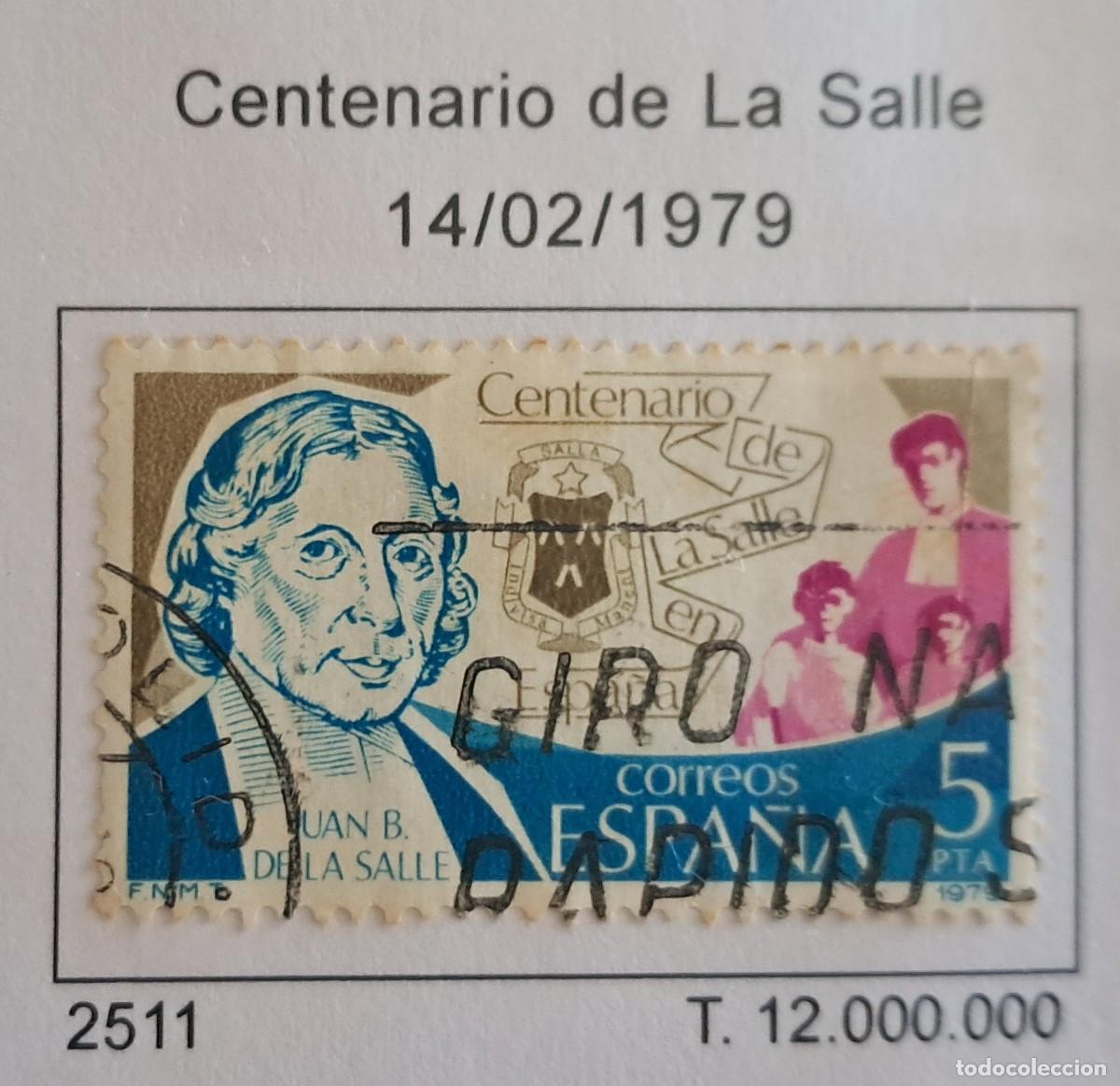 Sellos: sello de Espa&ntilde;a usado, centenario de La Salle, edifil 2511, a&ntilde;o 1979.