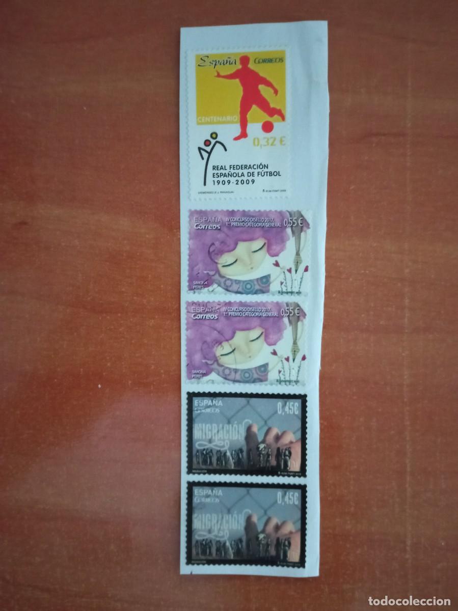 Sellos: 5 SELLOS ESPA&Ntilde;OLES PEGADOS Y MATASELLADOS