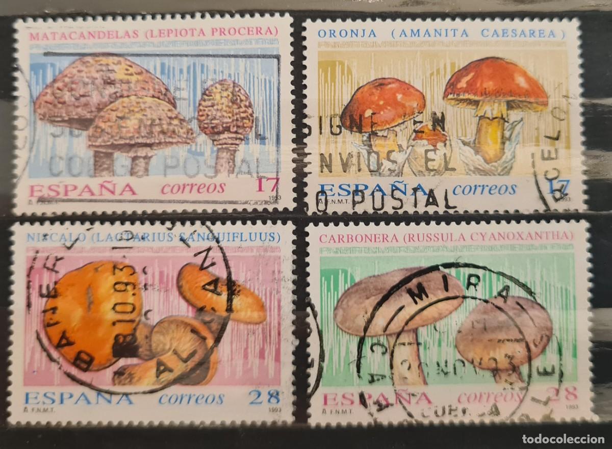 Stamps: Serie completa de sellos usados de Espa&ntilde;a 1993: Hongos