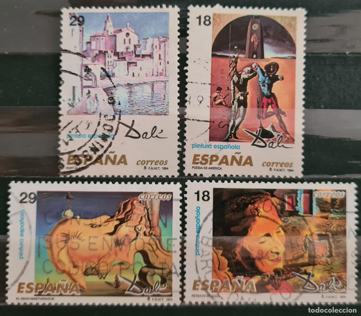 Stamps: Serie de sellos usados de Espa&ntilde;a 1994. Pintores espa&ntilde;oles: obras de Salvador Dal&iacute;
