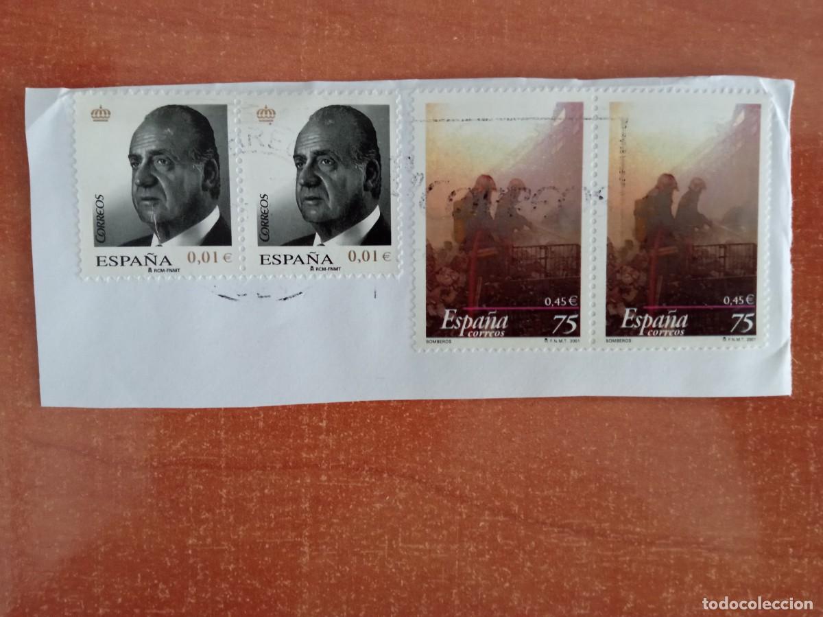 Sellos: 4 SELLOS ESPA&Ntilde;OLES PEGADOS Y MATASELLADOS