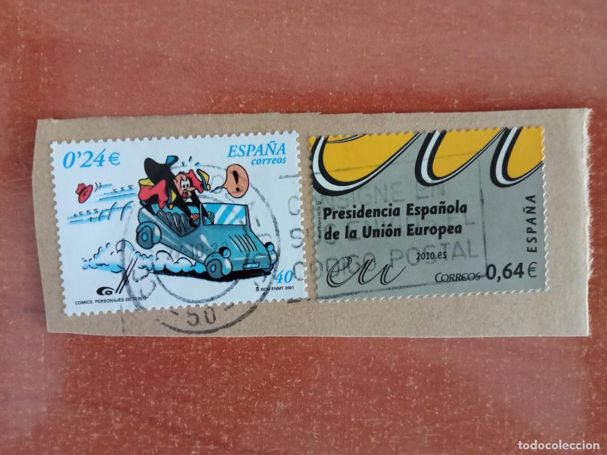 Sellos: 2 SELLOS ESPA&Ntilde;OLES, PERSONALES DE TEBEO COLL Y OTRO, PEGADOS Y MATASELLADOS