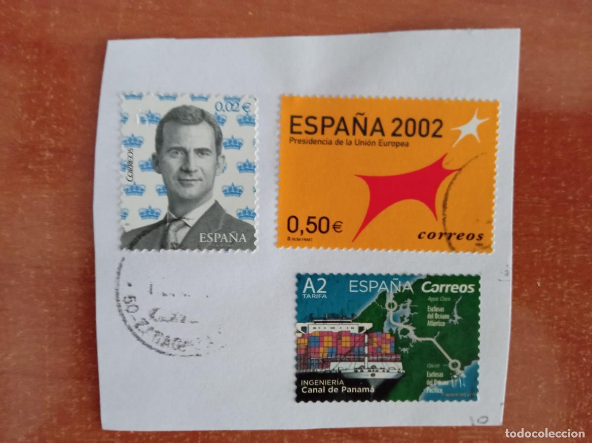 Sellos: 3 SELLOS ESPA&Ntilde;OLES PEGADOS Y MATASELLADOS