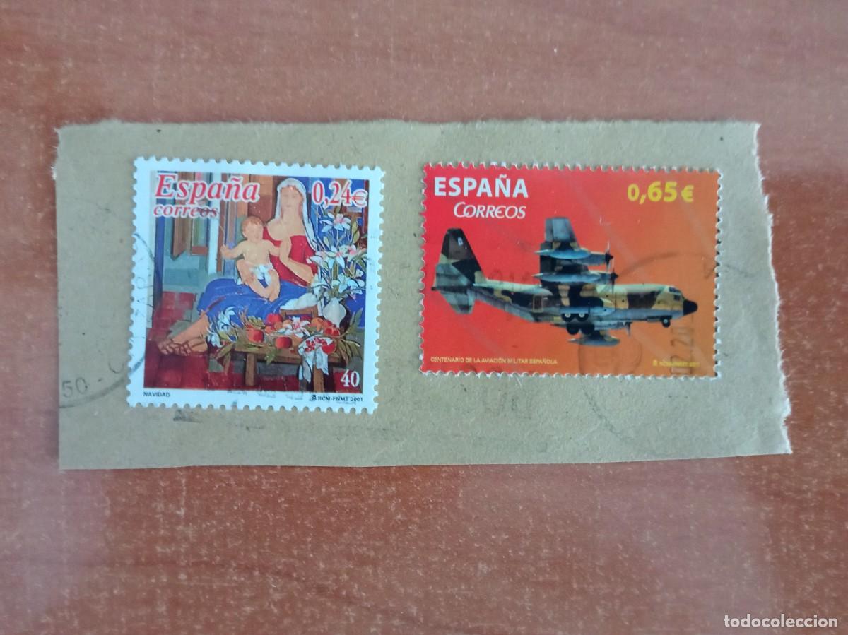 Sellos: 2 SELLOS ESPA&Ntilde;OLES PEGADOS Y MATASELLADOS
