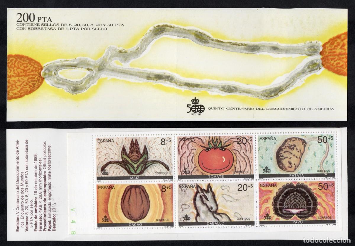 Sellos: SERIE NUEVA ESPA&Ntilde;A - V CENT. DESCUB. AMERICA EN CARN&Eacute;.A&Ntilde;O 1.989. EDIFIL 3029C.