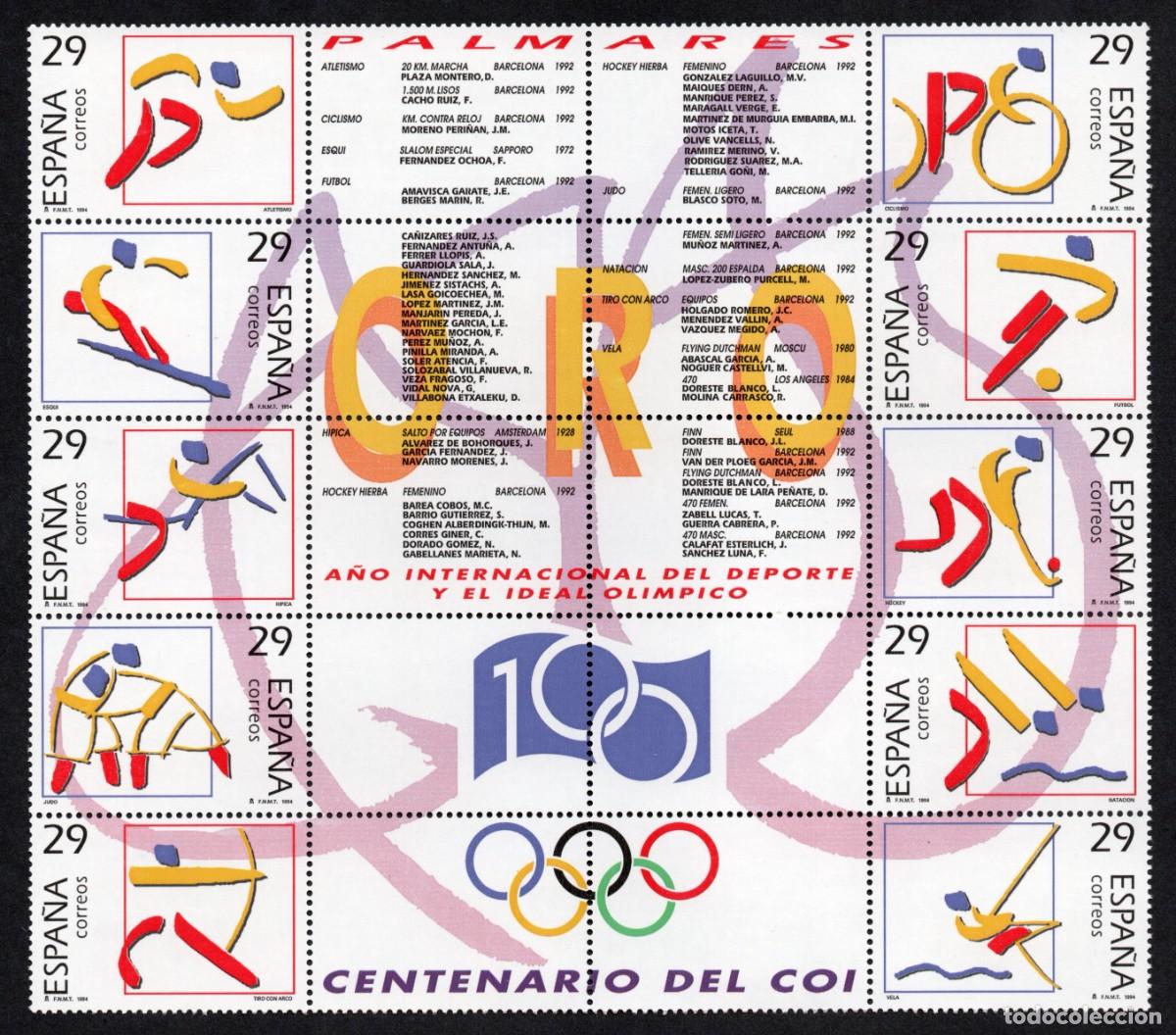 Sellos: SERIE NUEVA ESPA&Ntilde;A -DEPORTES EN MINIPLIEGO A&Ntilde;O 1.994. EDIFIL 3325/34