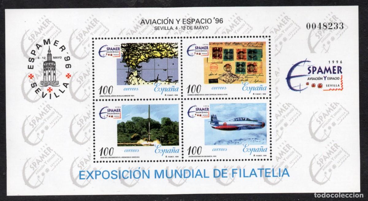 Sellos: SERIE NUEVA ESPA&Ntilde;A - AVIACION Y ESPACIO '96 HOJA BLOQUE A&Ntilde;O 1.996. EDIFIL 3433.
