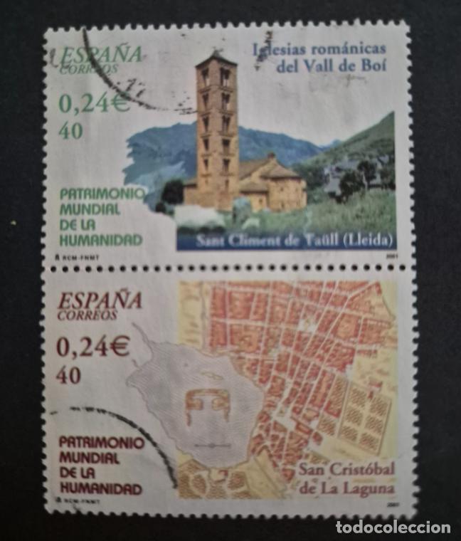 Stamps: Espa&ntilde;a 2001 - Patrimonio Mundial de la Humanidad, 40p. pareja (Edidil 3843 y 3846 &ordm;)
