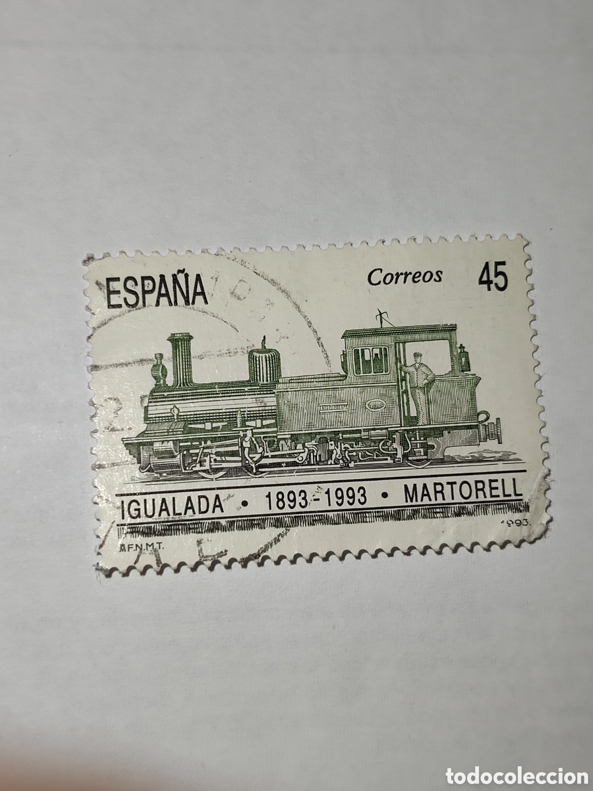 Sellos: Sello de Espa&ntilde;a l Centenario del Ferrocarril Igualada-Martorell a&ntilde;o 1993 muy buenos