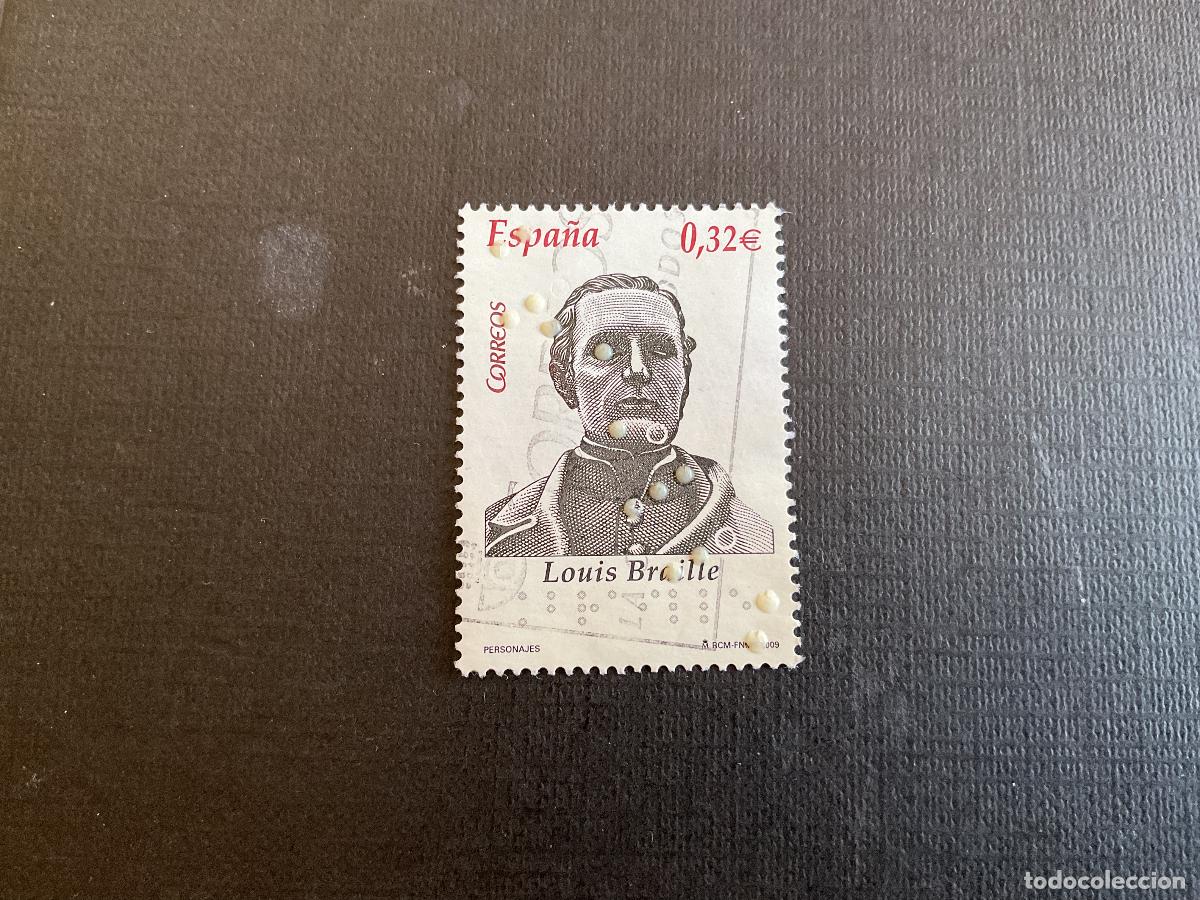 Sellos: ESPA&Ntilde;A N&ordm; EDIFIL 4500* A&Ntilde;O 2009. LOUIS BRAILLE. SELLO USADO