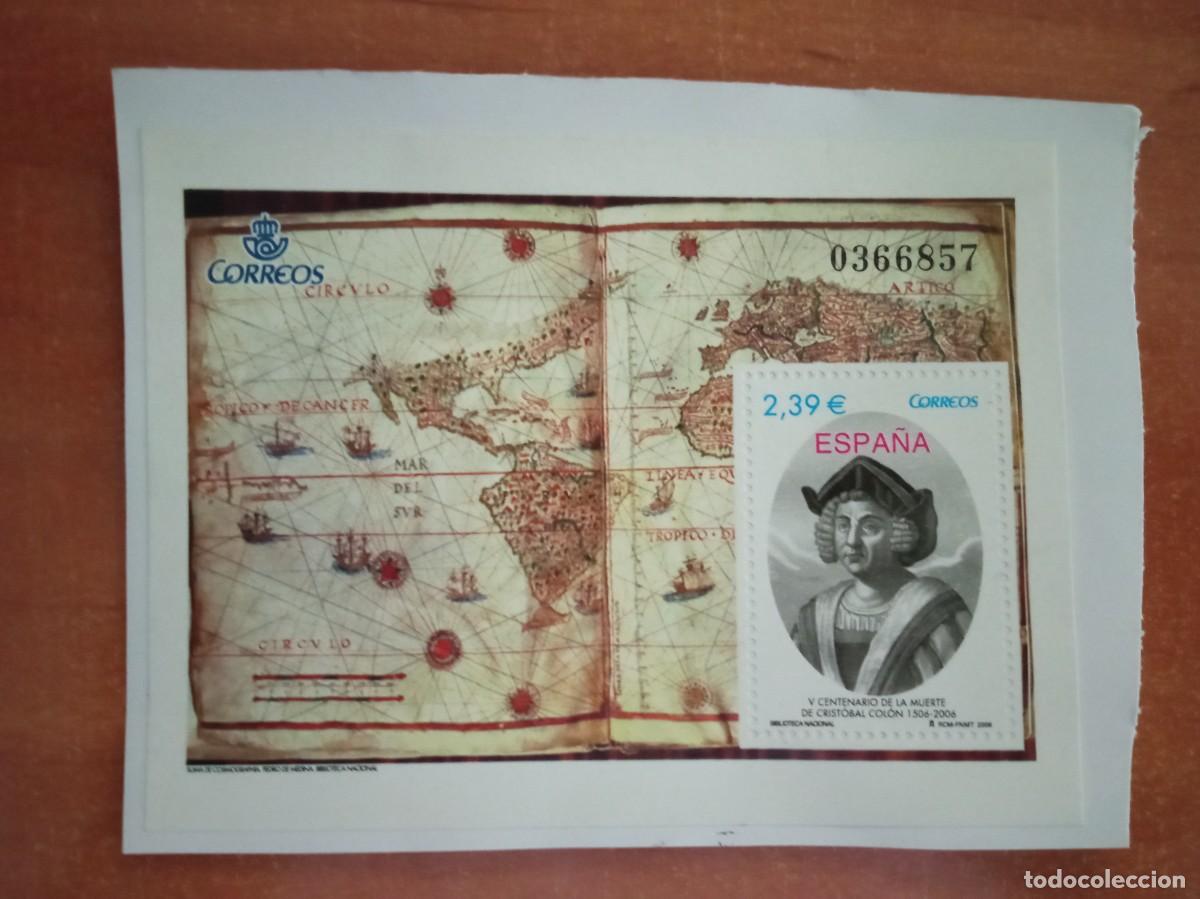 Sellos: HOJA BLOQUE V CENTENARIO DE LA MUERTE DE CRISTOBAL COLON, PEGADA PERO SIN MATASELLAR