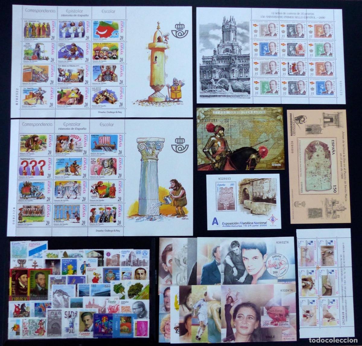 Briefmarken: Oferta sellos a&ntilde;o 2000 completo y nuevo sin fijasello &frac12; pliego caballos