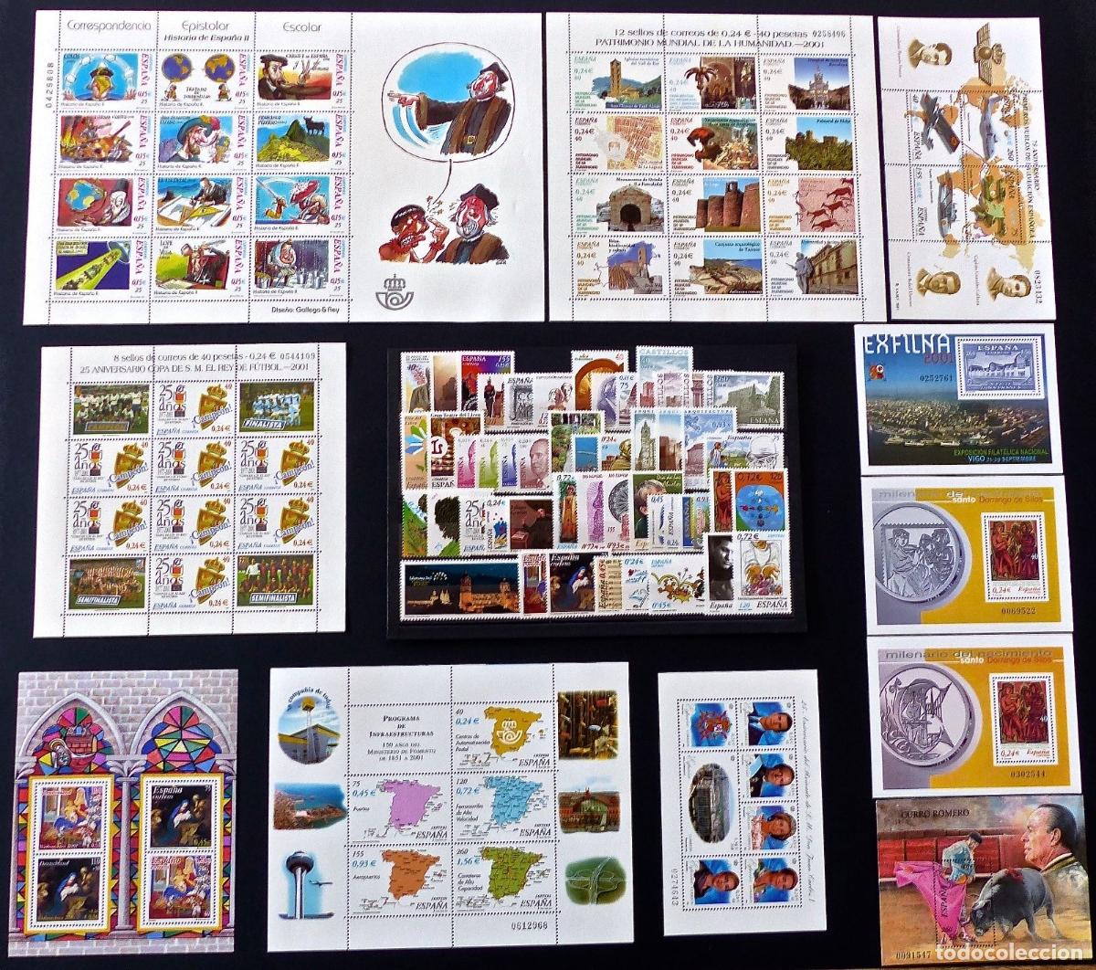 Stamps: Oferta sellos a&ntilde;o 2001 completo y nuevo sin fijasello
