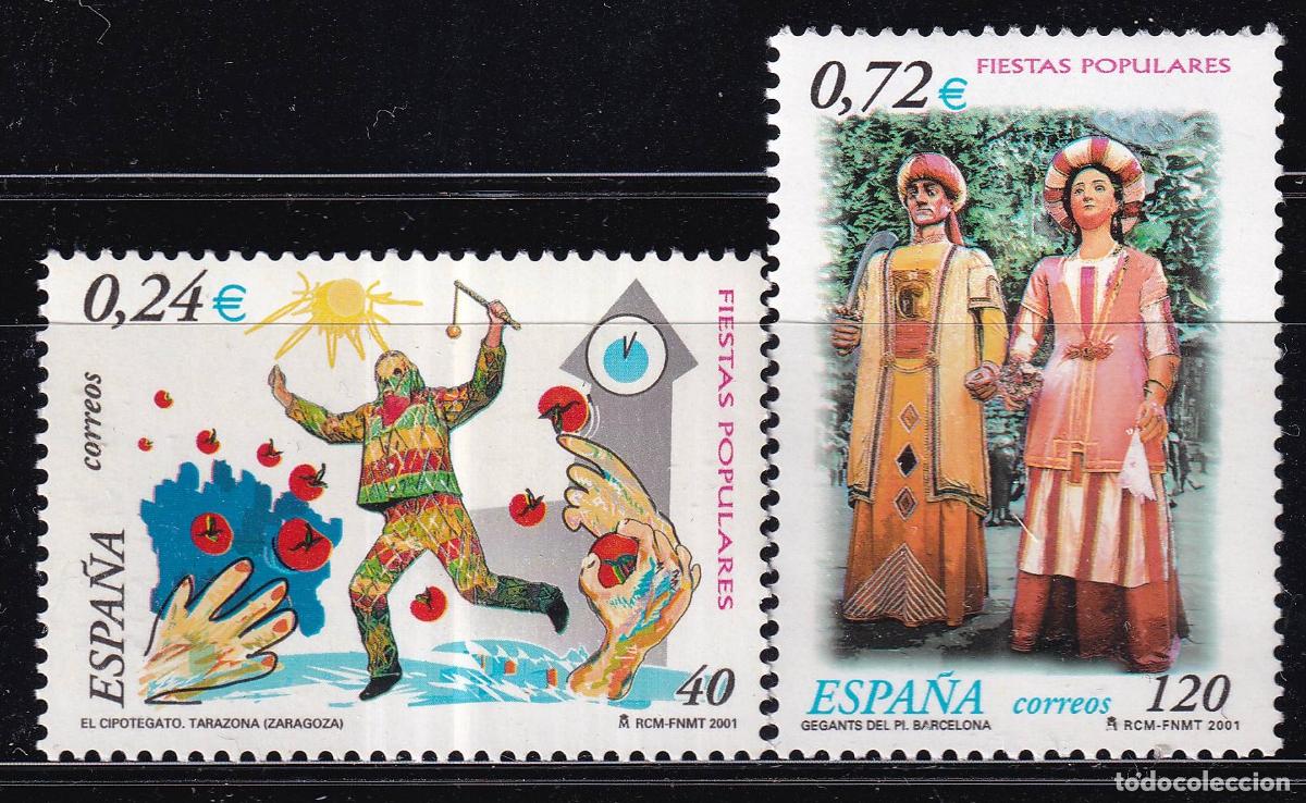 Stamps: Oferta sellos en euros a&ntilde;o 2001 edifil 3806/07 en nuevo con gran descuento sobre facial