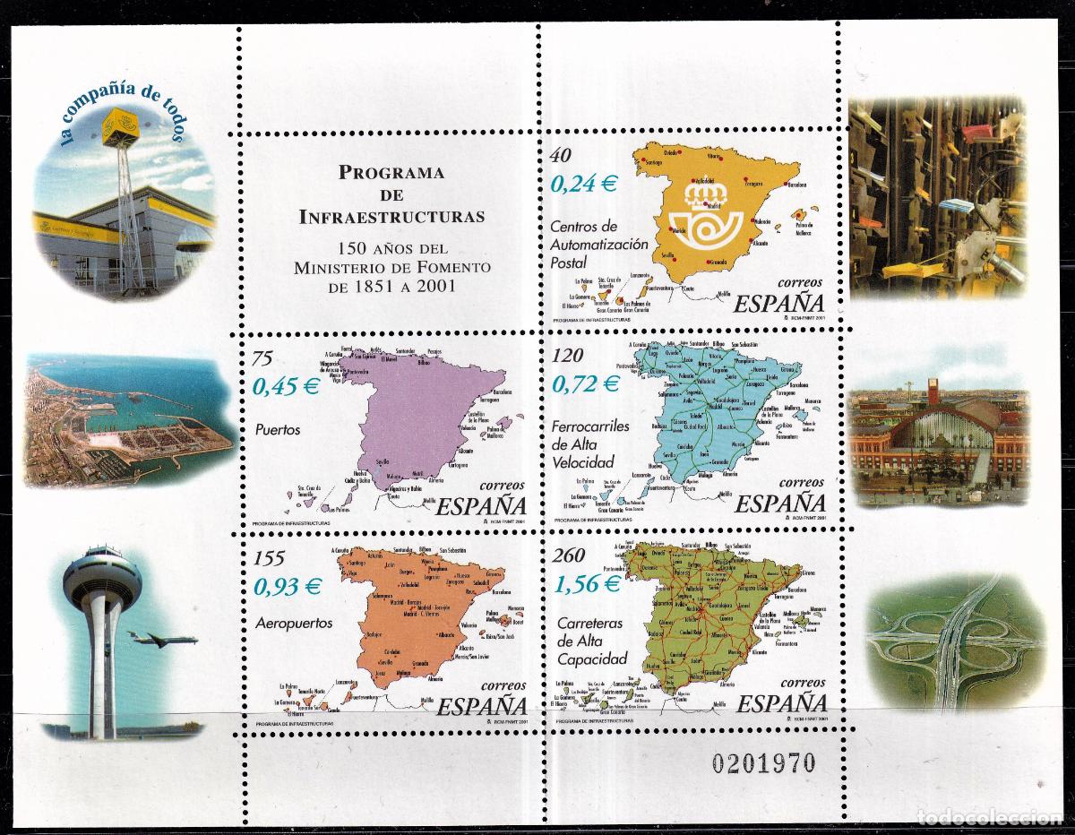 Stamps: Oferta sellos en euros a&ntilde;o 2001 edifil 3855 en nuevo con gran descuento sobre facial