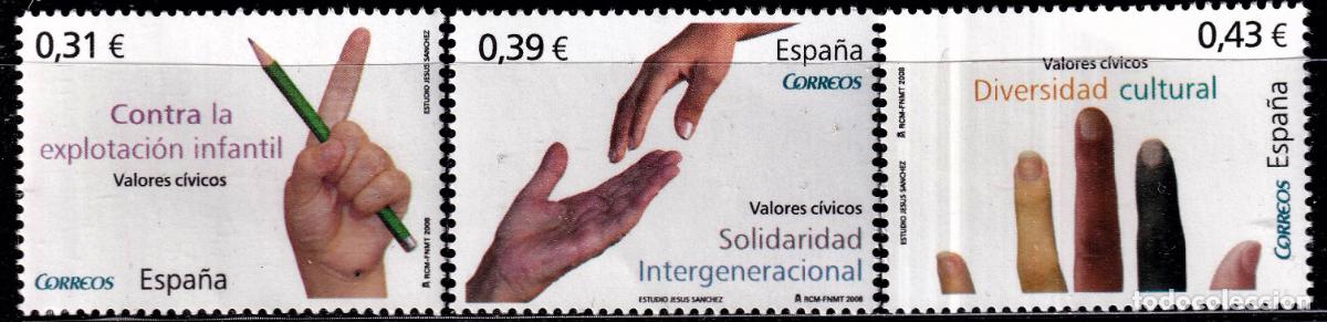 Selos: Oferta sellos en euros a&ntilde;o 2008 edifil 4392/94 en nuevo con gran descuento sobre facial