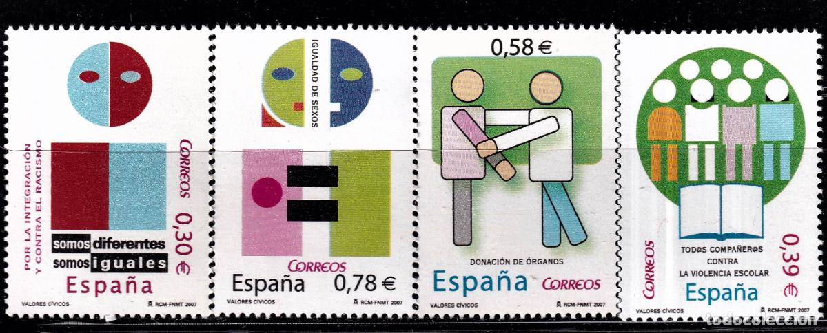 Briefmarken: Oferta sellos en euros a&ntilde;o 2007 edifil 4333/36 en nuevo con gran descuento sobre facial
