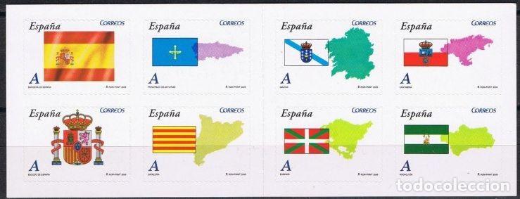 Sellos: Espa&ntilde;a 2009 edifil 4446C Sellos ** Carnet Comunicades Autonomas Mapas, Banderas Escudo de Armas