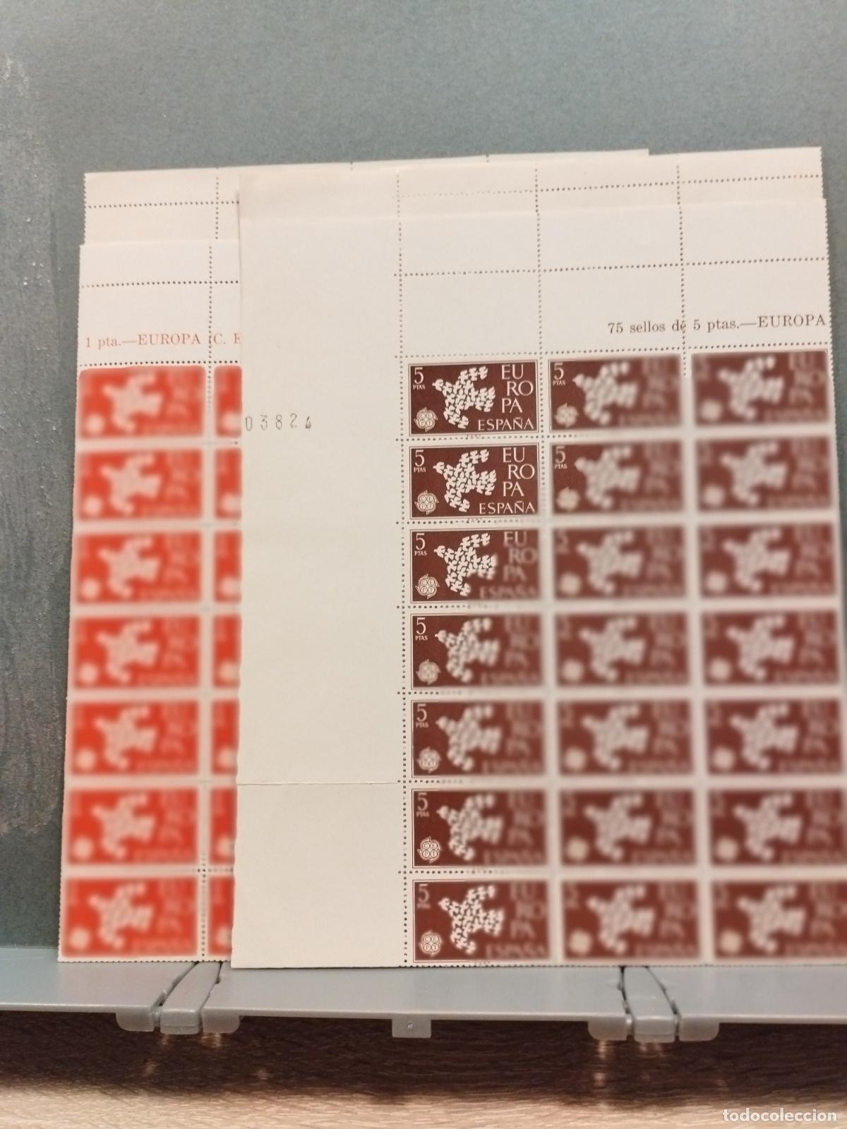 Sellos: FAC ESPA&Ntilde;A EDIFIL 1371/72. 75 SERIES EN PLIEGOS. TEMA EUROPA 1961. NUEVAS