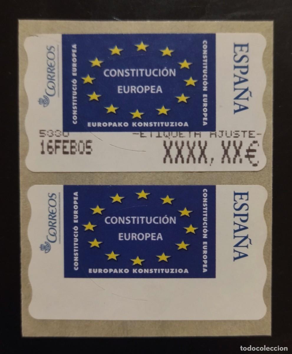 Sellos: ESPA&Ntilde;A ATM CONSTITUCI&Oacute;N EUROPEA. PAREJA AJUSTE 6 DD/EE - BLANCA. NUEVAS Y PERFECTAS.