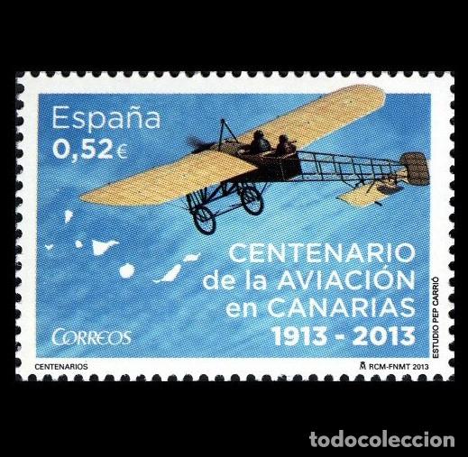 Sellos: Edifil 4796 MNH SIN FIJA SELLO Espa&ntilde;a 2013 Centenario Aviacion en Canarias