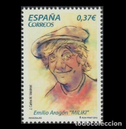 Sellos: Edifil 4802 MNH SIN FIJA SELLO Espa&ntilde;a 2013 MILIKI Efigie de Emilio Aragon Payaso y Comico