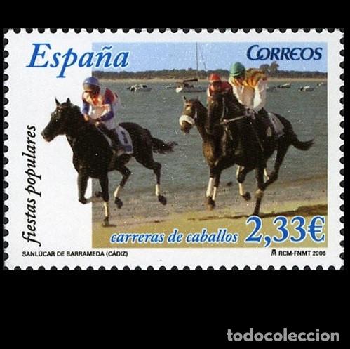 Sellos: Edifil 4253 MNH SIN FIJASELLOS sello de Espa&ntilde;a 2006 San Lucar Barrameda Carreras de Caballos