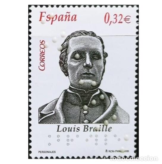 Sellos: Edifil 4500 MNH SIN FIJASELLOS sello Personajes Louis Braille Espa&ntilde;a 2009