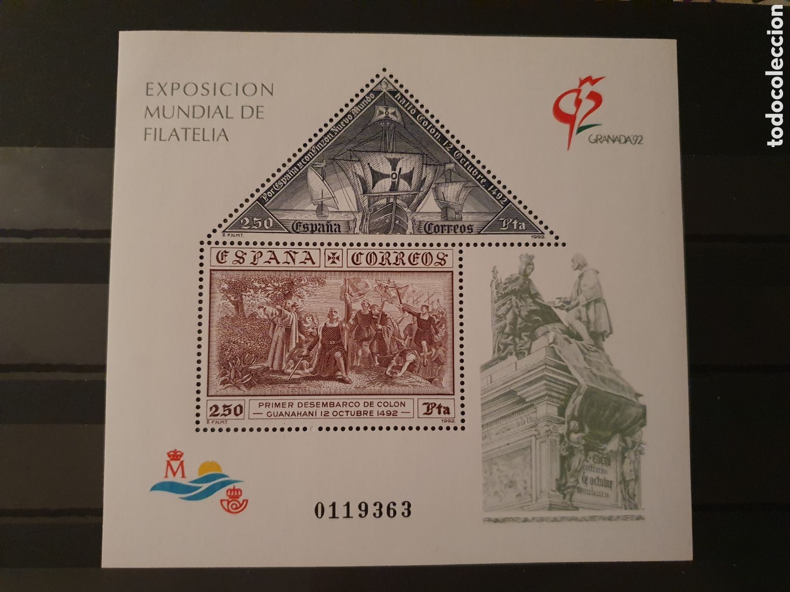 Sellos: EXFILNA 92 HOJA BLOQUE Edifil 3195